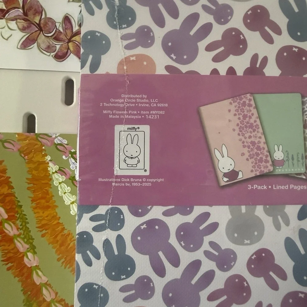 NEW Miffy Pink Sakura Flowers Notebooks Trio 3 Pack Journals 80 Lined Pages Each